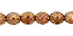 Czech Fire Polished Glass Luster Transparent Gold/Smoky Topaz Round 10mm