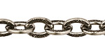Antique Silver (plated) Large Flat Oval Floral Etched Cable Chain