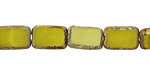 Czech Glass Avocado Picasso Rectangle 12x8mm