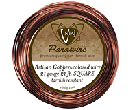 Vintaj Artisan Copper Square Parawire 21 gauge, 21 feet