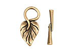 Antique Brass (plated) Simple Leaf Toggle Clasp 26x13mm