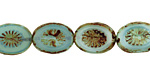 Czech Glass Caribbean Blue Oval w/ Star Window 14x10mm
