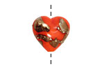 Grace Lampwork Electric Orange Metallic Heart 19-20mm