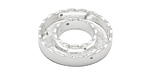 Silver (plated) Open Scalloped Round (1 channel, 4 hole) Katiedids 25mm