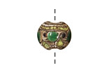 Grace Lampwork Dark Green w/ Metal Foil Lentil 14x15mm