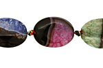 Black & Rainbow Agate Flat Oval 20x15mm