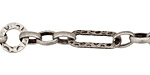Antique Silver (plated) Patterned Oval & Ring w/ Horse Eye Chain