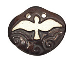 Earthenwood Studio Ceramic Oxidation Carved Flying Bird Pendant 42x35mm