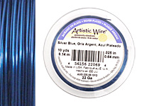 Artistic Wire Silver Plated Silver Blue 22 gauge, 10 yards