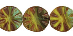 Czech Glass Lemon Lime Flower Window Coin 18mm
