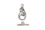 Antique Silver (plated) Flowers in Teardrop Toggle Clasp 18x9mm, 14mm bar
