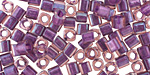 TOHO Rainbow Rosaline (with Opaque Purple Lining) Cube 4mm Seed Bead