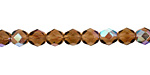 Czech Fire Polished Glass Smoky Topaz AB Round 6mm
