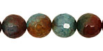 Green/Brown Fire Agate Faceted Round 12mm