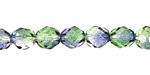 Czech Fire Polished Glass Dual Coated Blueberry/Green Tea Round 8mm