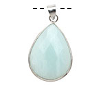 Amazonite Faceted Teardrop Silver Wrapped w/ Bail Pendant 20x30mm