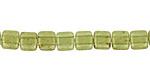 Czech Glass Olivine with Gold Marble 2-Hole Tile 6mm