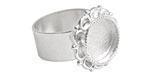 Nunn Design Sterling Silver (plated) Small Ornate Circle Bezel Adjustable Ring 20mm