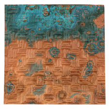 Lillypilly Azul Thatch Embossed Patina Copper Sheet 3"x3", 36 gauge