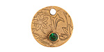 Nunn Design Antique Gold (plated) Decorative Small Circle Tag w/ Emerald Crystal 20mm