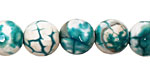 Aqua/White Fire Agate Faceted Round 12mm