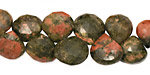 Unakite Faceted Flat Teardrop 10-12mm