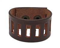 Brown Leather Ladder Cuff 1 3/8"