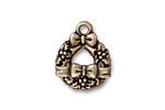 TierraCast Antique Brass (plated) Wreath & Bow Toggle Clasp 16x20mm, 16x4mm bar