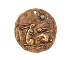 Green Girl Bronze Bunnies (w/ Sapphire) Pendant 29-32mm