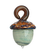 Grace Lampwork Eucalyptus Leaf Acorn Pendant 27-28x31-32mm