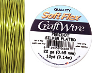 Soft Flex Silver Plated Peridot Craft Wire 22 gauge, 10 yards