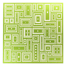 Lillypilly Lime Green Deco Rectangle Anodized Aluminum Sheet 3"x3", 24 gauge