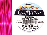 Soft Flex Silver Plated Fuchsia Craft Wire 24 gauge, 15 yards