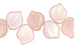 Czech Glass Luster Cupid Pink (matte) Curved Leaf 12x14mm