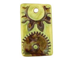 Earthenwood Studio Ceramic Acid Lime Gear Pendant 22x37mm