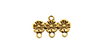 Stampt Antique Gold (plated) African Violets Row 3 Ring Connector 19x11mm