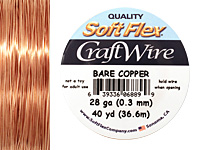 Soft Flex Bare Copper Craft Wire 28 gauge, 40 yards