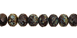 Czech Glass Dark Garden Fire Polished Rondelle 6x9mm