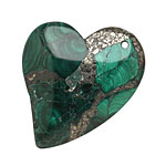 Malachite & Pyrite Sweeping Right Heart Pendant 37x40mm