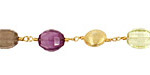 Multi Stone (amethyst, lemon quartz) Faceted Rice Gold (plated) Bead Chain