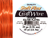 Soft Flex Silver Plated Orange Craft Wire 24 gauge, 15 yards