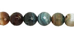 Slate Blue Line Agate Faceted Round 12mm