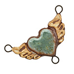 Gaea Ceramic Hand Painted Brick w/ White Free Love Wings Link 49x34mm