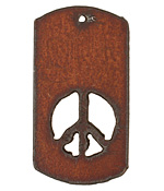 The Lipstick Ranch Rusted Iron Peace Dog Tag Pendant 30x55mm