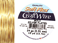 Soft Flex Silver Plated Gold Craft Wire 24 gauge, 15 yards