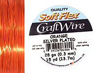 Soft Flex Silver Plated Orange Craft Wire 28 gauge, 15 yards