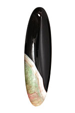Black & Apple Green Agate Elongated Oval Pendant 20x70mm