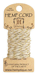 Metallic Gold Hemp Twine 20 lb, 20 ft