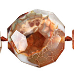 Fire Agate w/ White Faceted Flat Slab 40-44x41-45mm