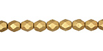 Czech Fire Polished Glass Matte Metallic Aztec Gold Round 6mm